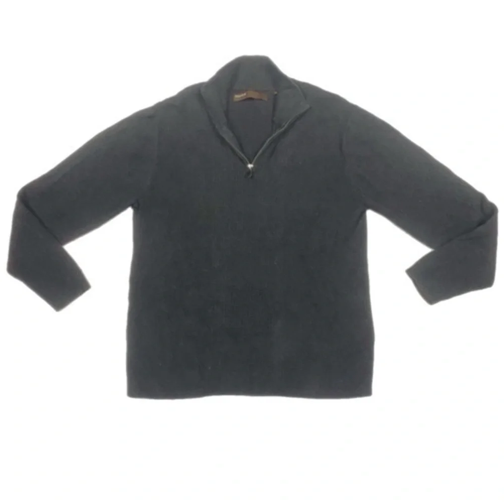 Perry Ellis Men’s Casual Cotton 1/4 Zip Charcoal Sweater, Size XLarge